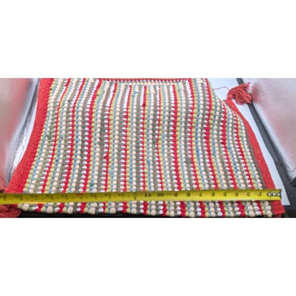 4 Holiday Christmas Placemats Handwoven Striped Wool & Cotton Holiday Red green - Picture 5 of 7